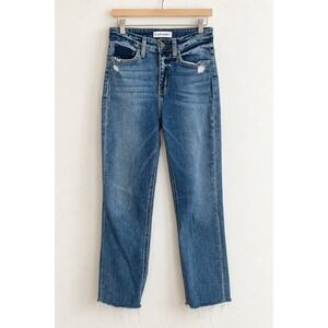 Flying Monkey Blue Distressed Raw Hem High Rise Straight Leg Jeans 25 Y3989